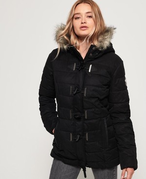 Superdry Microfibre Tall Toggle Parka Női Kabát Fekete | PXKLT0719